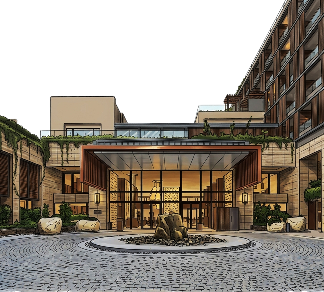 Wedding resort venue illustration